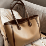 شنطة نسائية يد جلد فاخر – رمادي فاتح